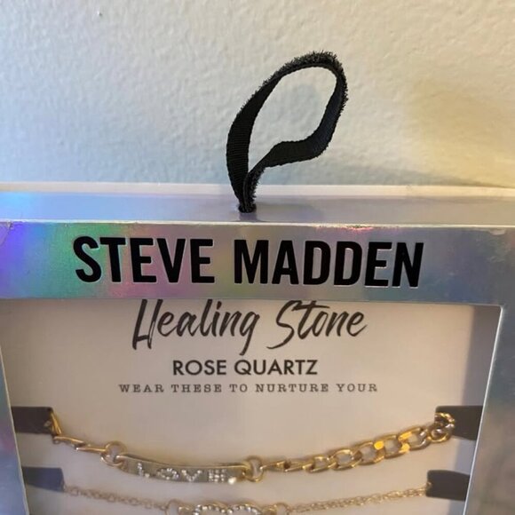Steve Madden Rose Quartz Healing Stone Set of 4 Bracelets NWT - Picture 2 of 6